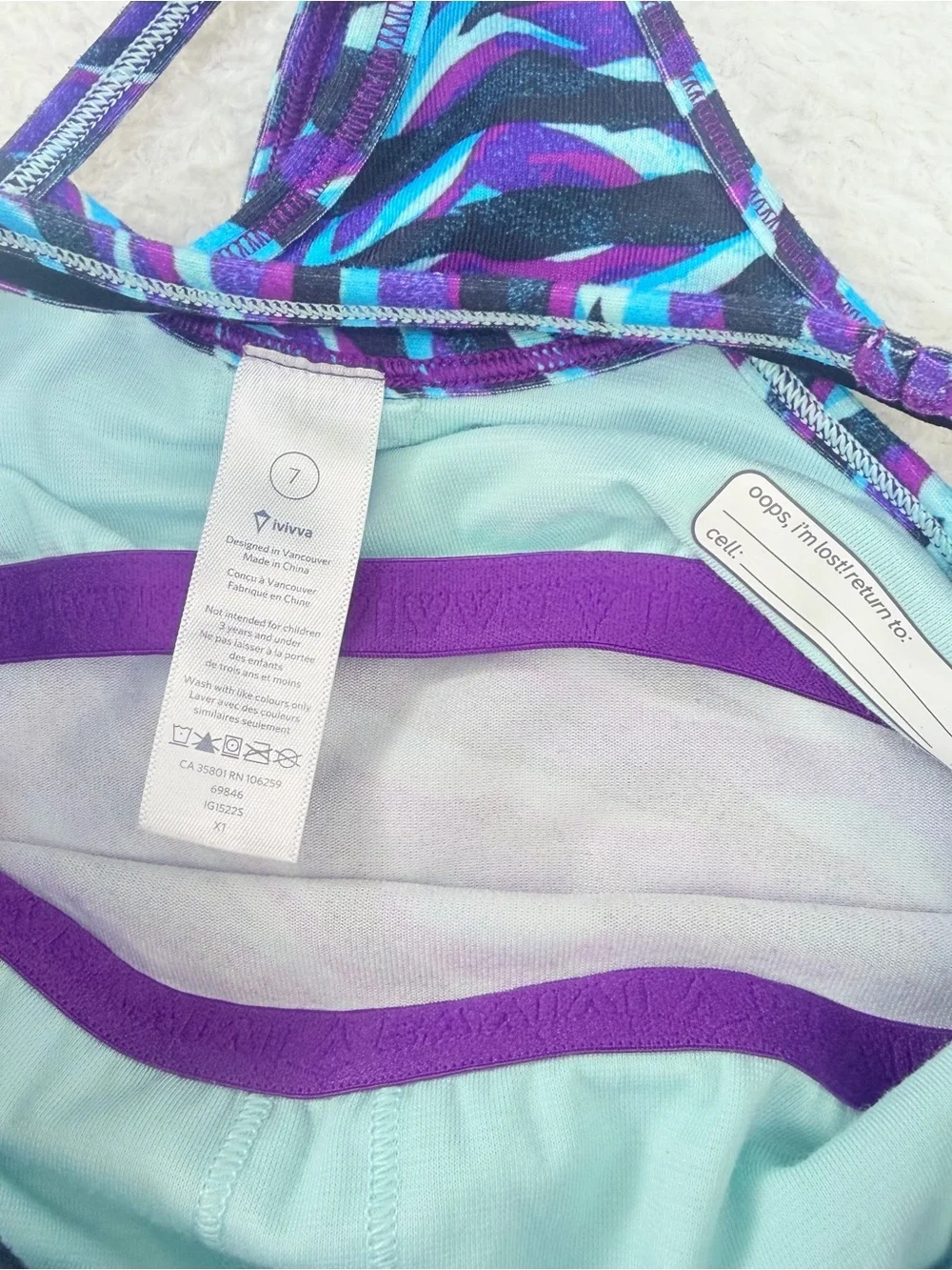 Ivivva by Lululemon tank top built in bra active girls 7